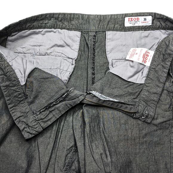 Izod Men's Flat Front Shorts Size 36 Gray Golf Casual Chino Summer - Picture 4 of 4